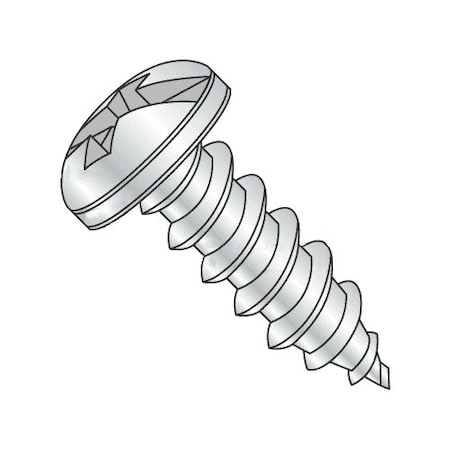 Self-Drilling Screw, #6 X 1/2 In, Zinc Plated Steel Pan Head Combination Phillips/Slotted Drive